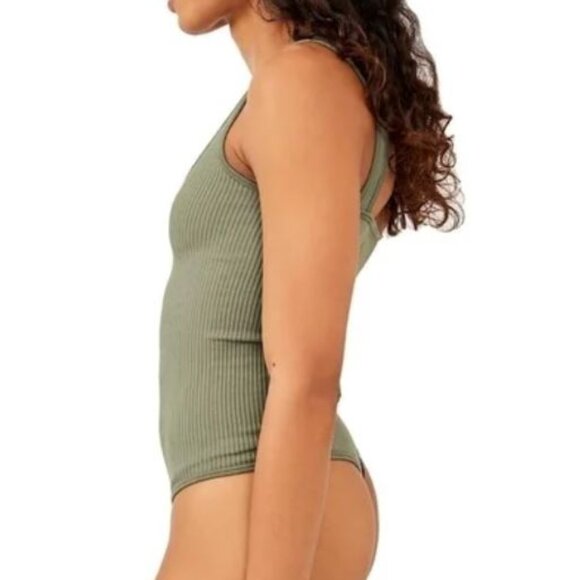 Free People Olive Ribbed Bodysuit - Picture 4 of 4